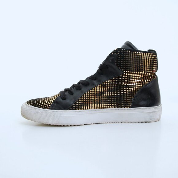 Red Dragon Fly Goldtone Embellishments High Top in Gold Black Women Size 10 - Picture 4 of 16